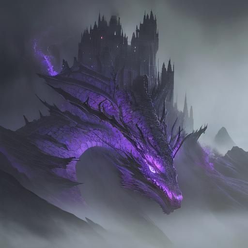 Evil Mist Dragon and Elf Maiden in Dark Fantasy Art