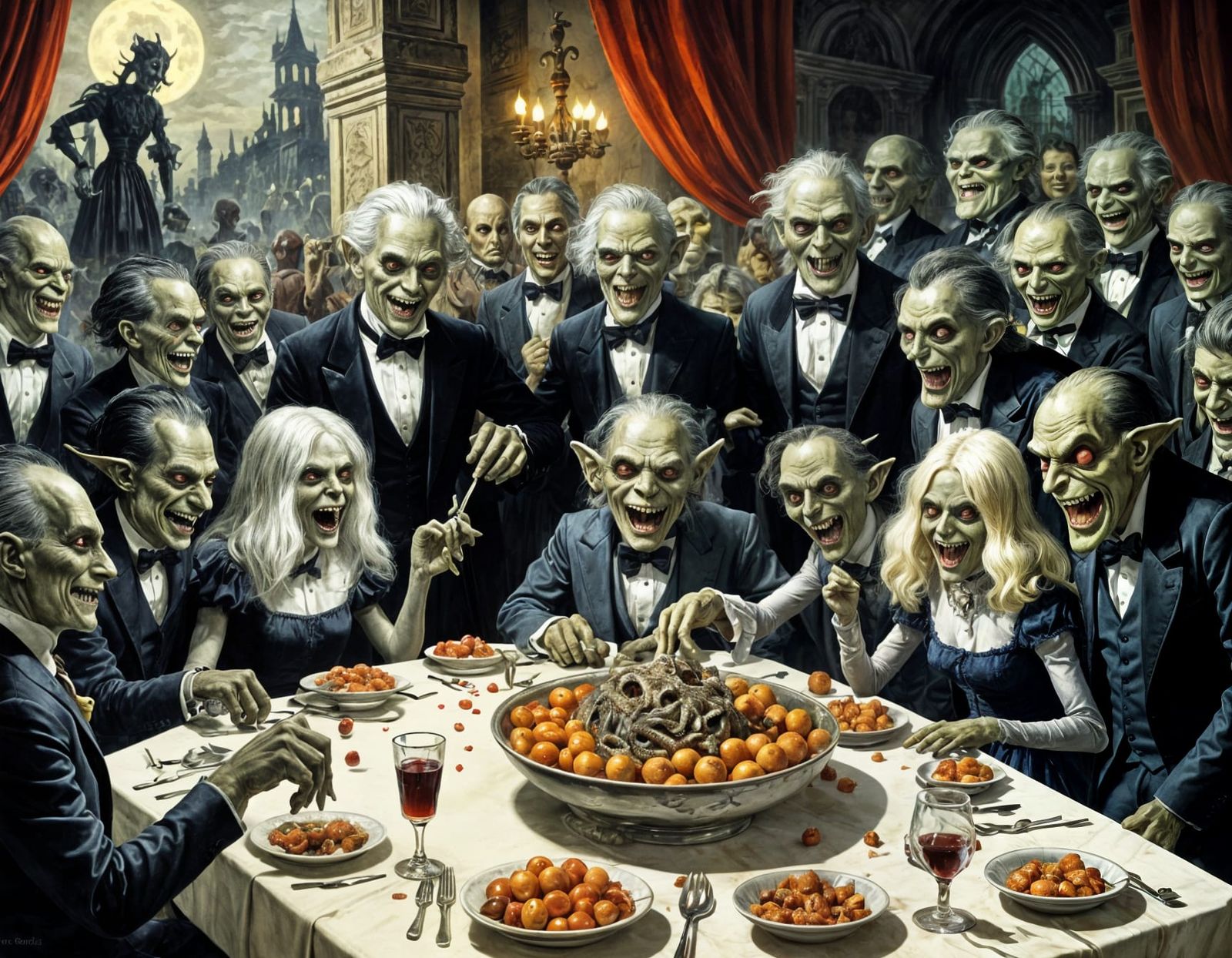 Ghouls and Goblins Prom Night: Sinister Horror Illustration