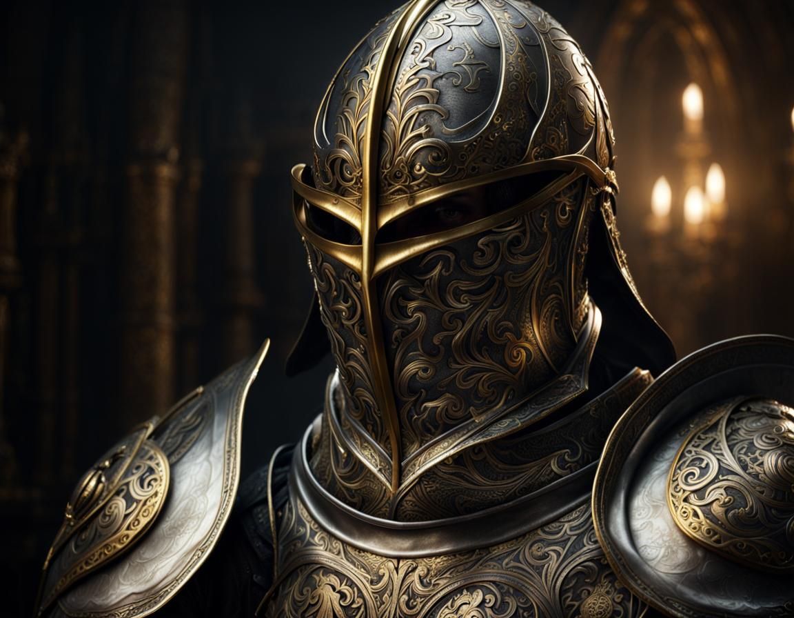 Intricately Armored Knight in Dark Fantasy Style