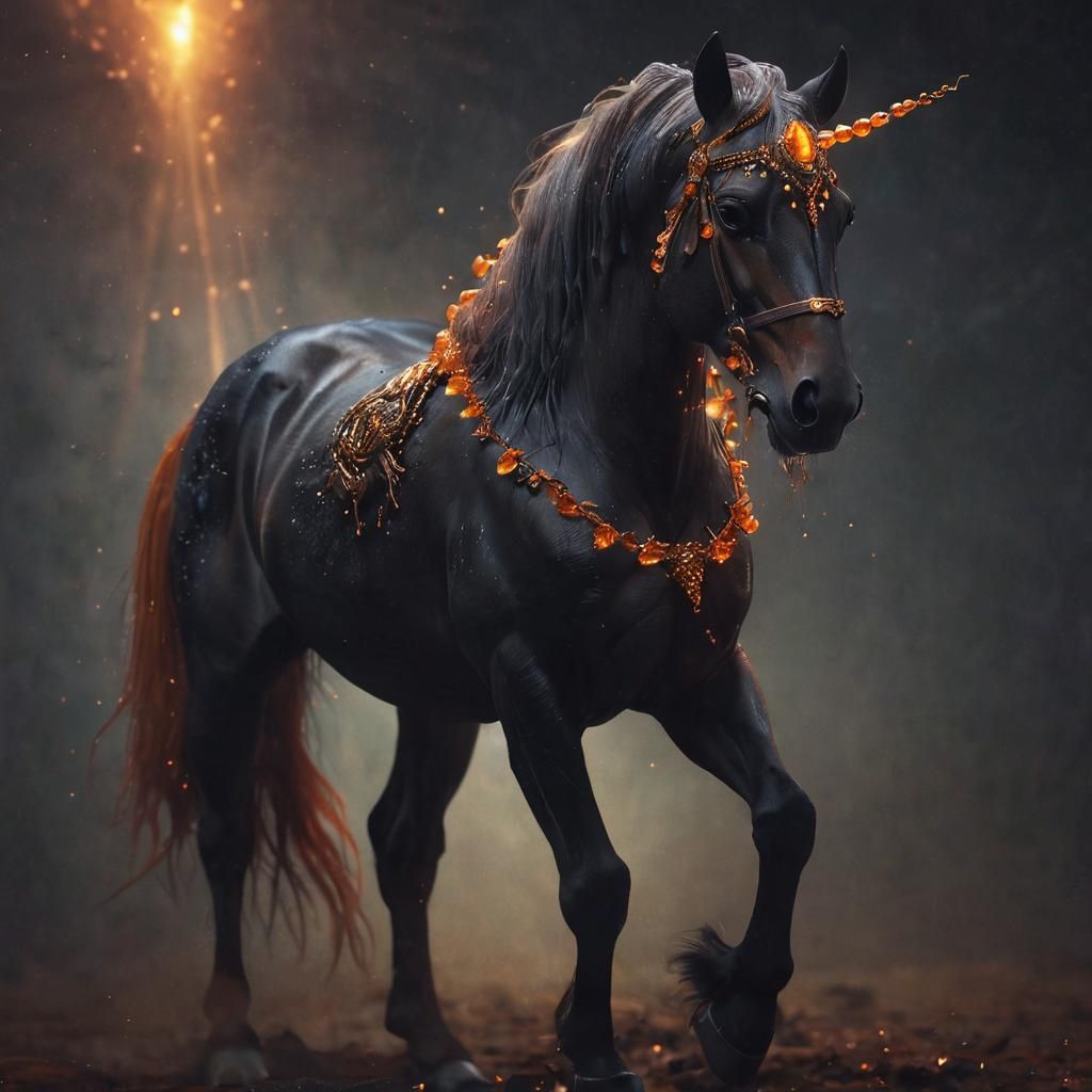Mystical Dark Horse with Jewel Mane