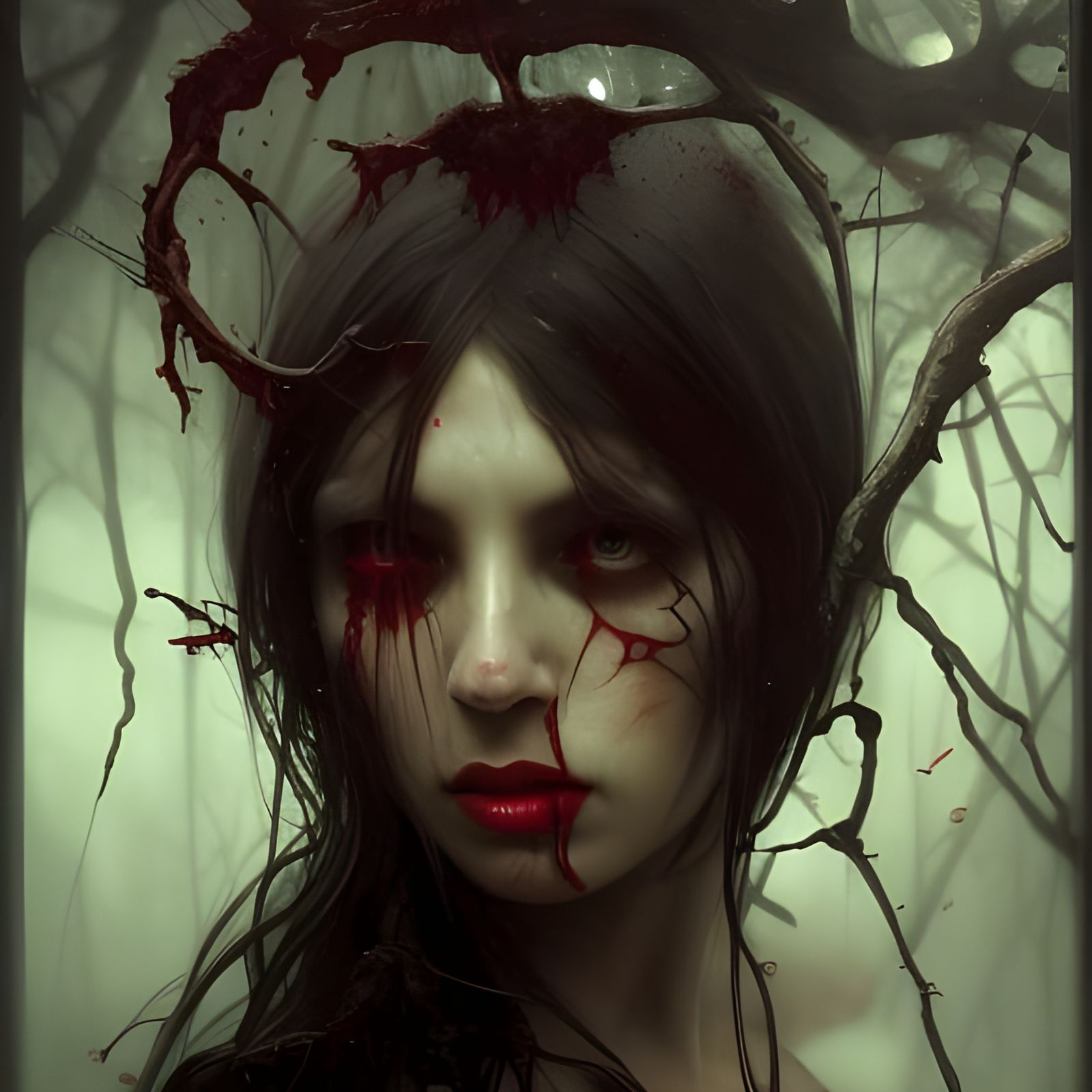 Dark Gothic Sanguineous Forest Portrait