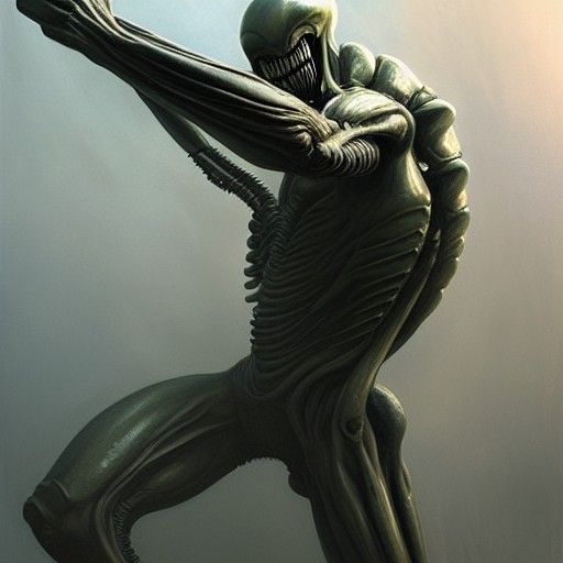 Sinister Xenomorph as Oil Painting