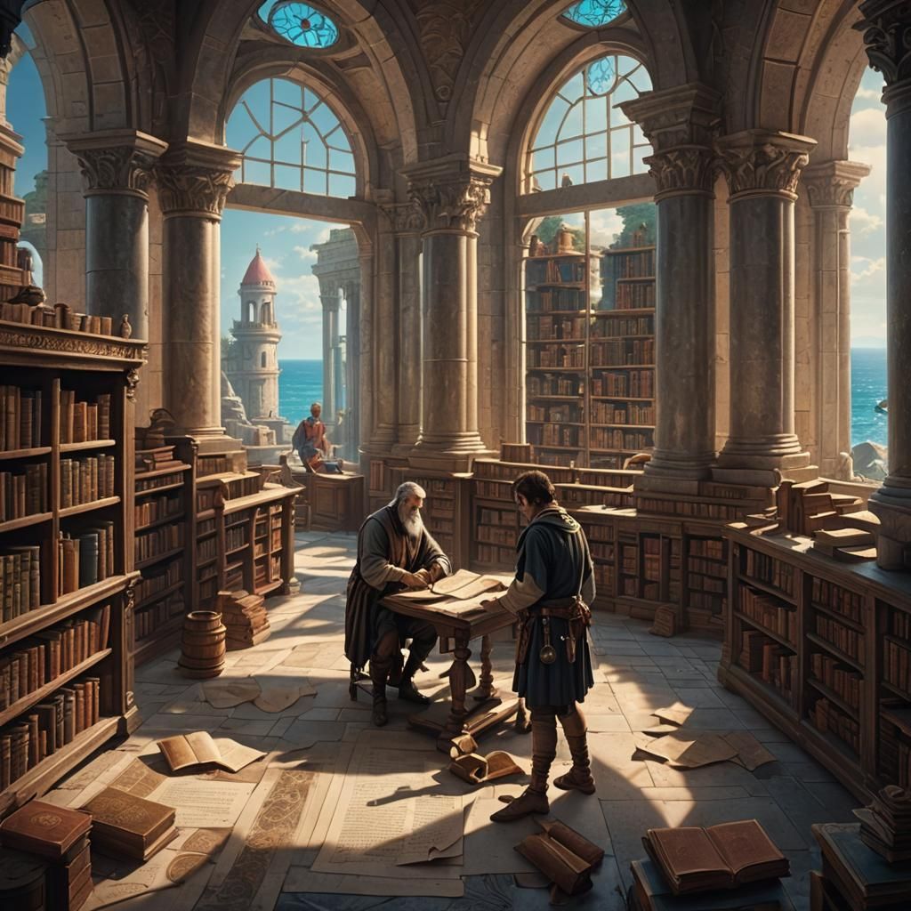 Pliny the Elder's Library in Detailed Matte Painting