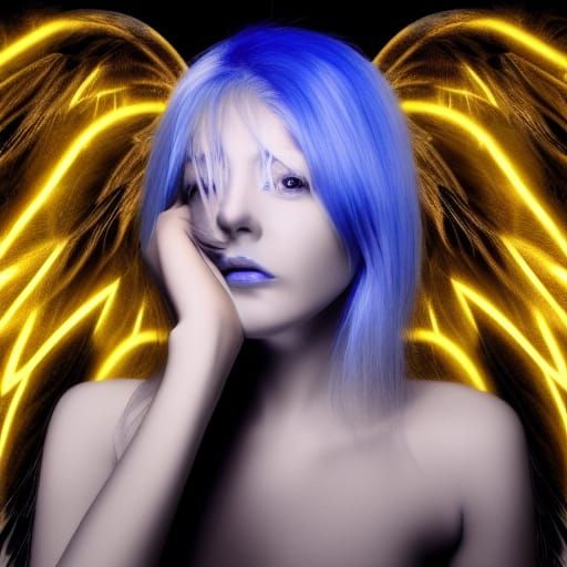 Electric Winged Angel in Cyberpunk Style