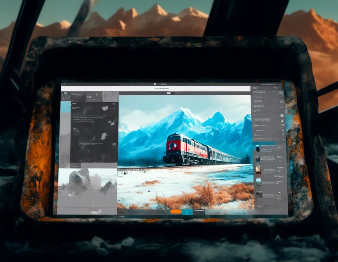 Diesel Train Painting on Tablet Display