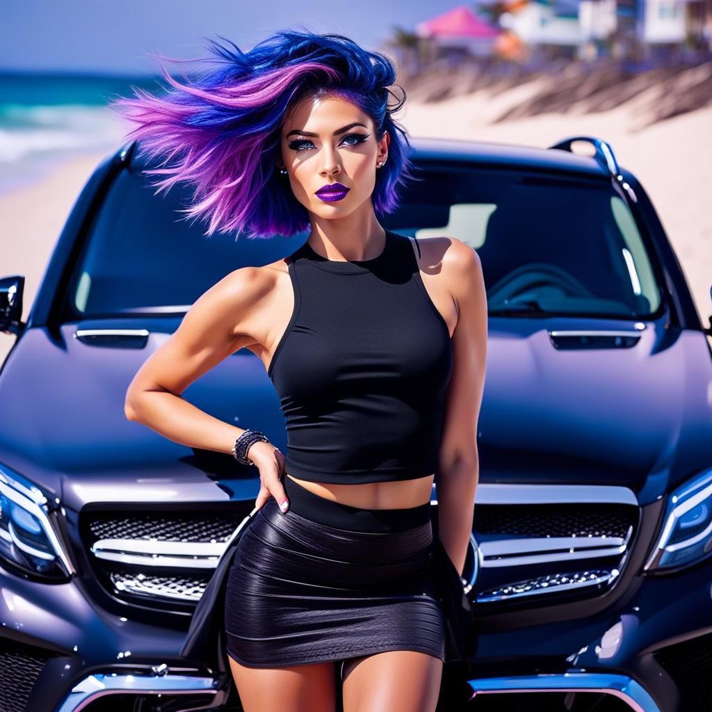 Beach Portrait in Art Nouveau Style