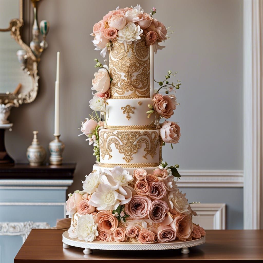 Extraordinary Wedding Cake with Elaborate Decorations