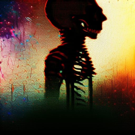 Neon Skeleton in Leather and Spikes