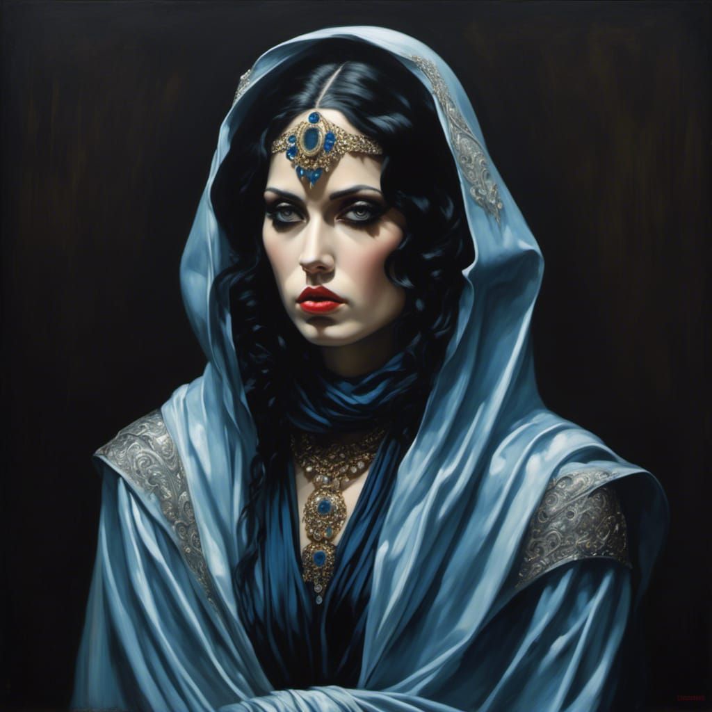 Expressive Portrait of a Sad and Gloomy Woman