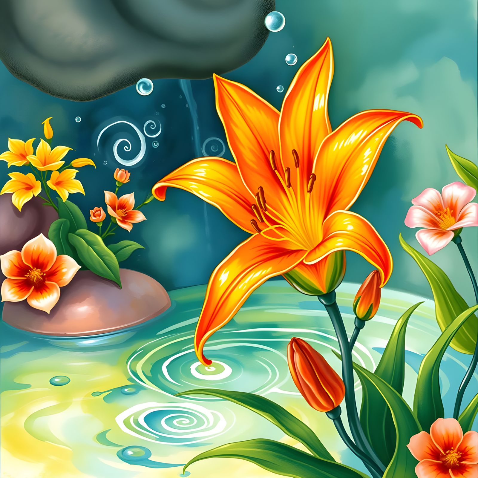 Vibrant Orange Lily in Candyland Wonderland