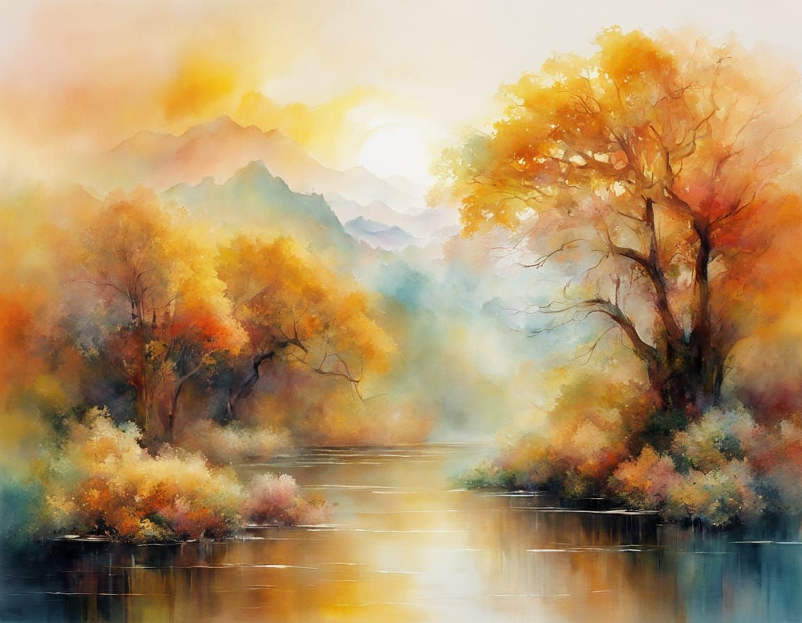 Dreamy Cityscape of Twisted Tree Trunks and Ethereal Beauty