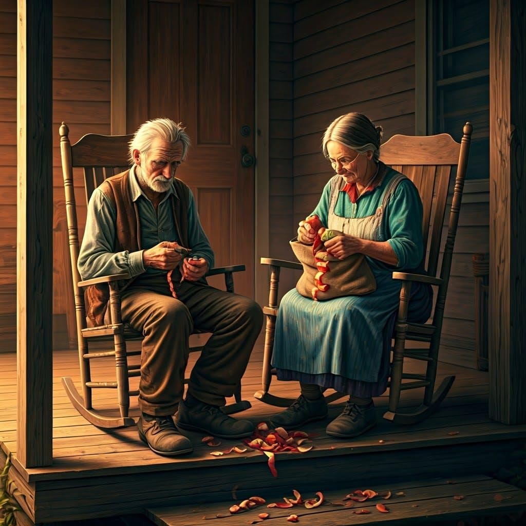 Rustic Farmhouse Couple in Hyperrealistic Portrait
