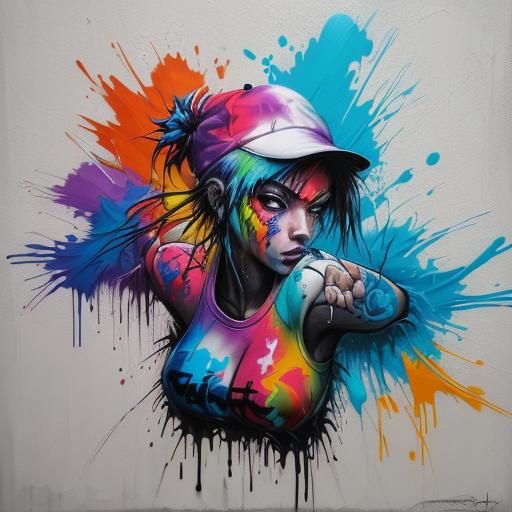 Colorful Polychromatic Graffiti Art in Splash Style