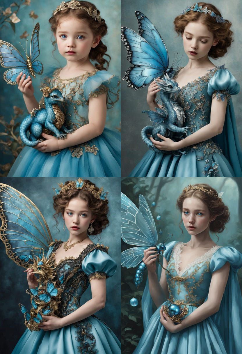 Enchanting Girl and Baby Dragon in Whimsical Fantasy Scene