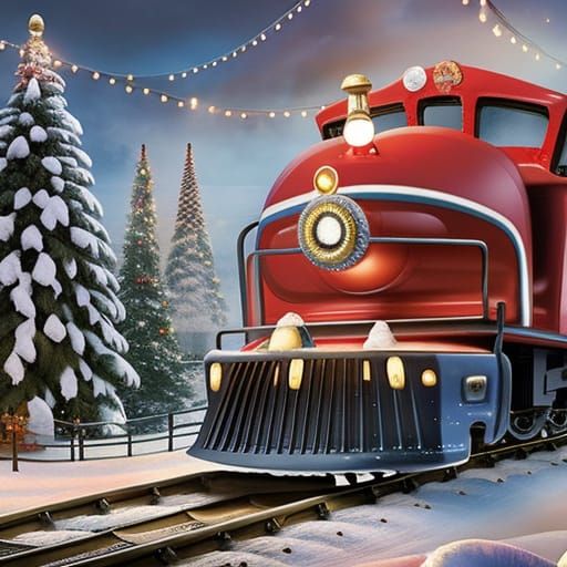 The Polar Express in Winter Landscape