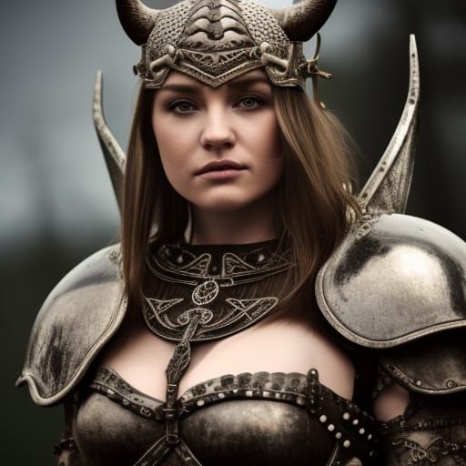 Winged Viking Goddess in Detailed Armor