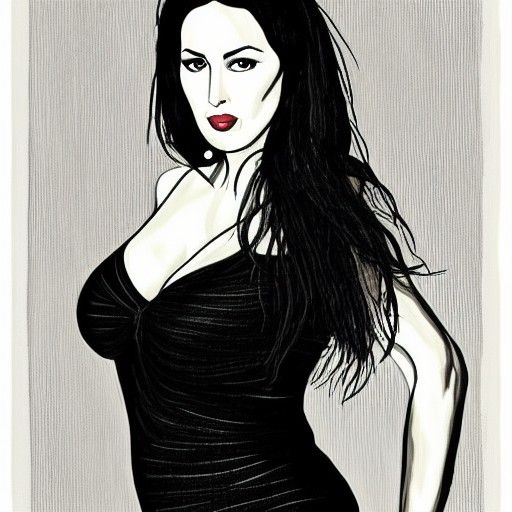 Monica Bellucci Portrait in Comic Book Style
