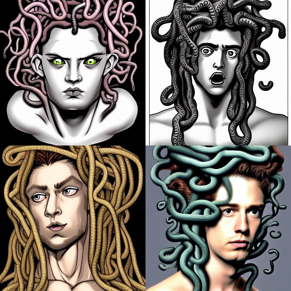Surreal Medusa Reimagined with Penises for Hair