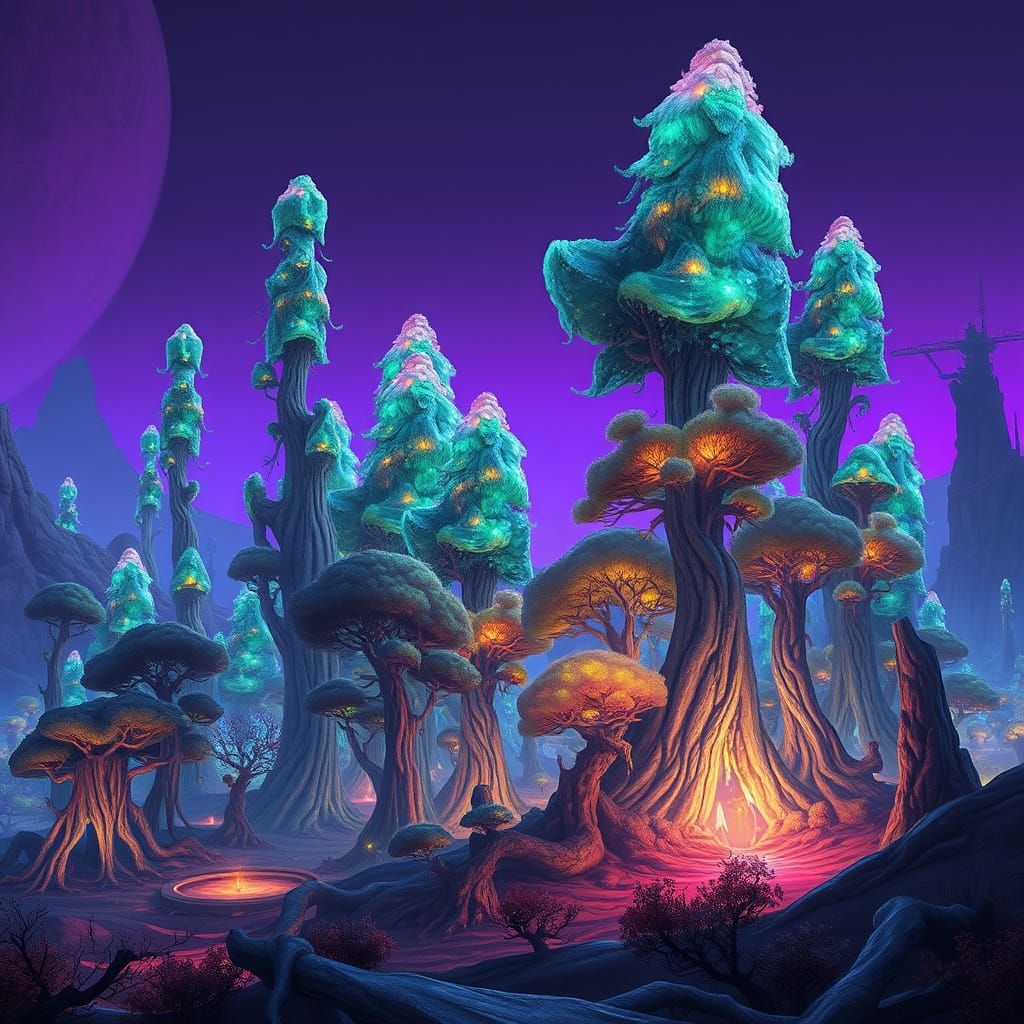 Extraterrestrial Forest Unveiled in Deep Purple Hues
