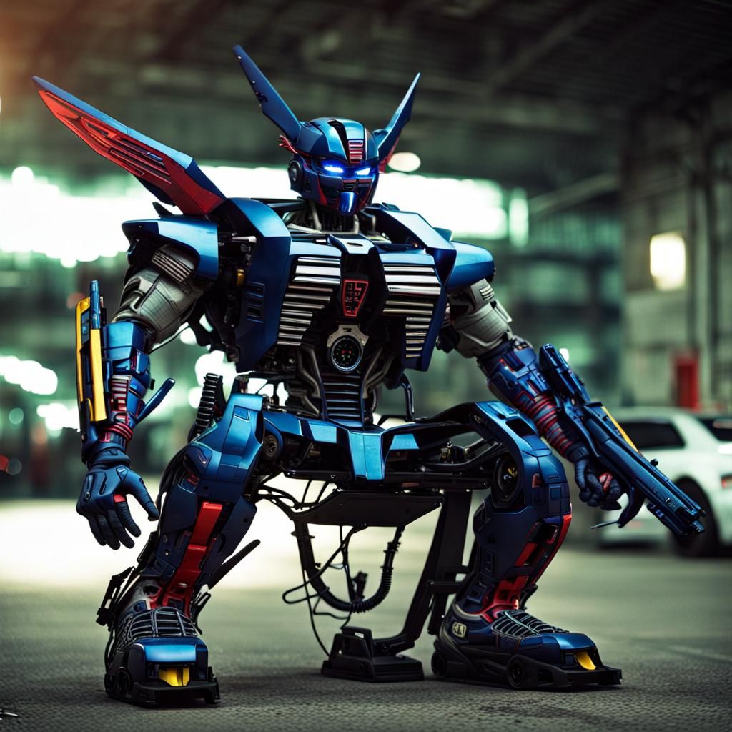 Cyberpunk Lancer Evolution 8 Transformation