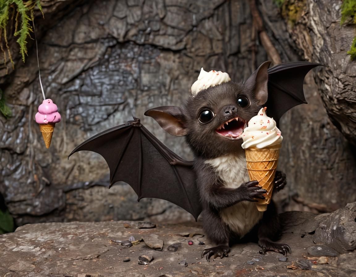 Friendly Bat and Friends Share Ice Cream