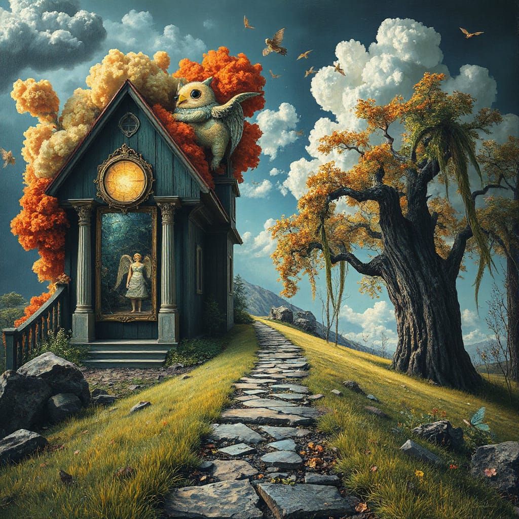 Surreal Path Splits Into Dream Worlds