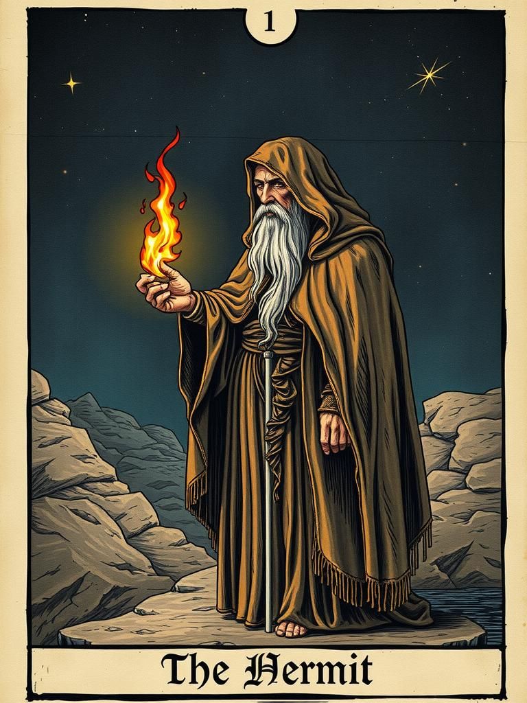 The Hermit Tarot Card in Renaissance Style