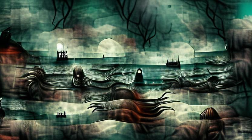 Creepy Dark Sea Digital Illustration