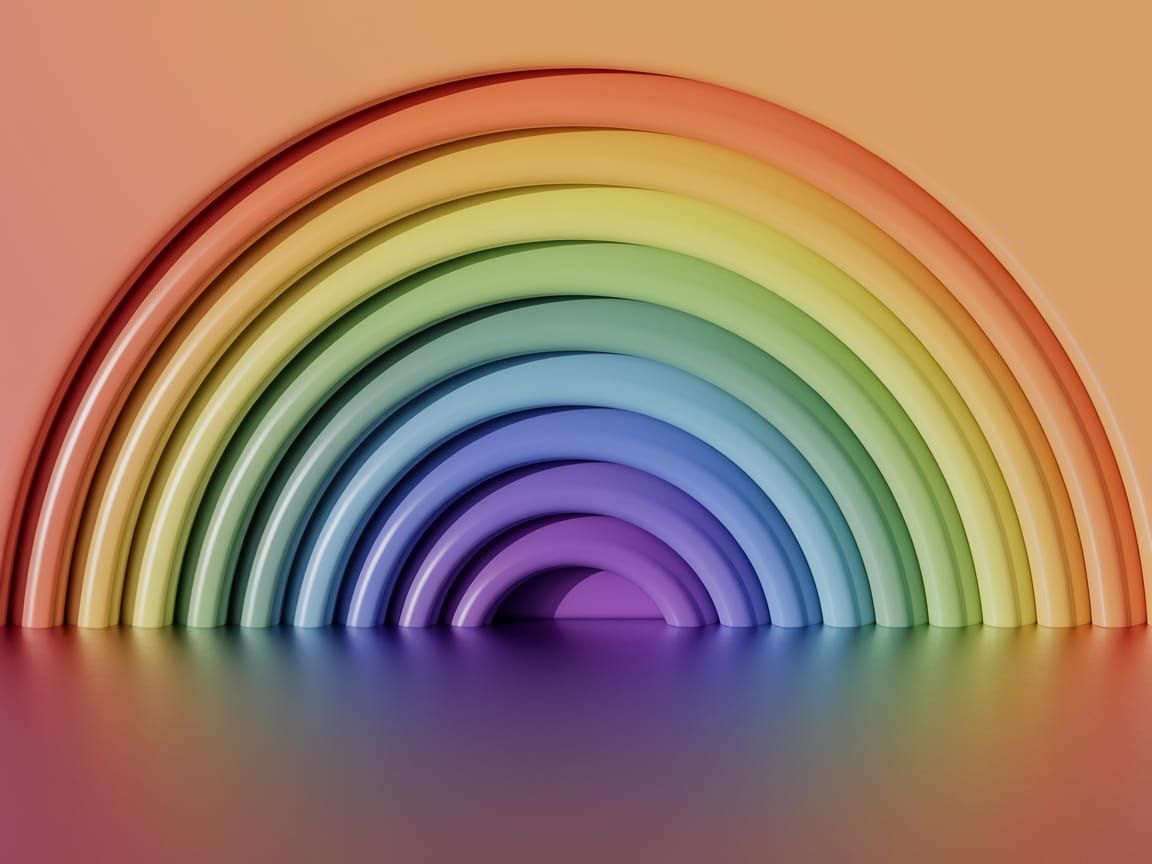 Subdued Rainbow Colors in Art Nouveau Style