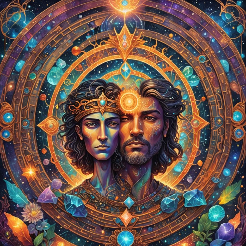 Cosmic Sacred Stone Container in Astral Illustration