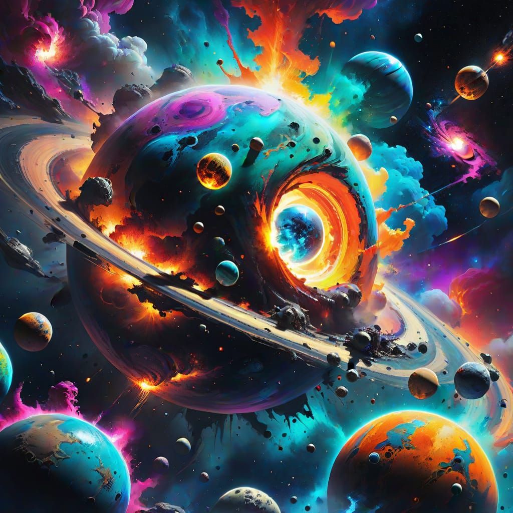 Cosmic Horror: Planets Colliding in Deep Space