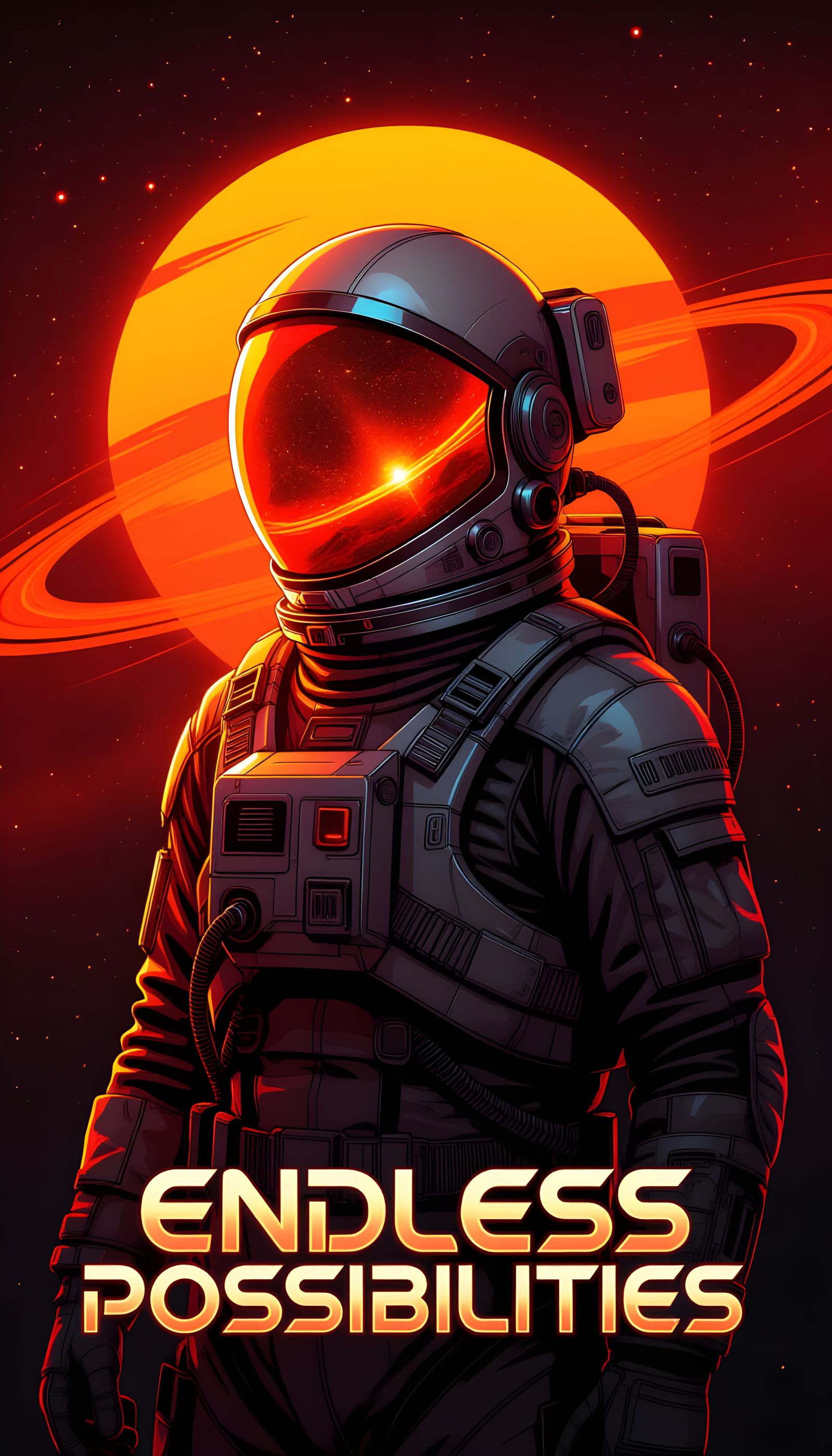 Astronaut on Red Planet in Retro Sci-Fi Style
