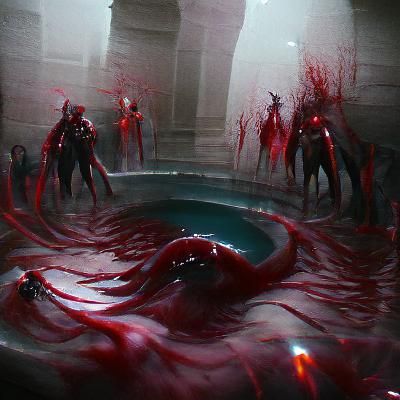 Sinister Blood Pool: A Dark Fantasy Image