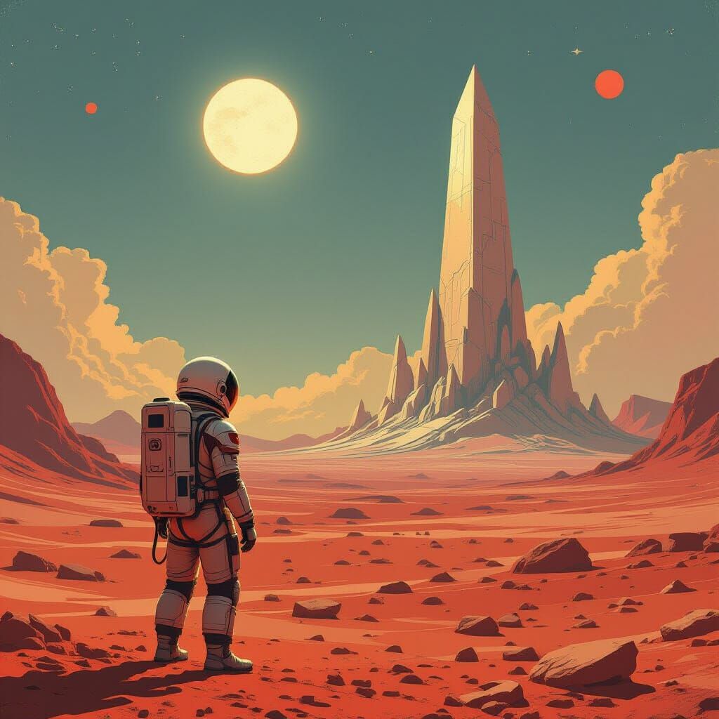 Astronaut on Alien Planet with Crystalline Structure