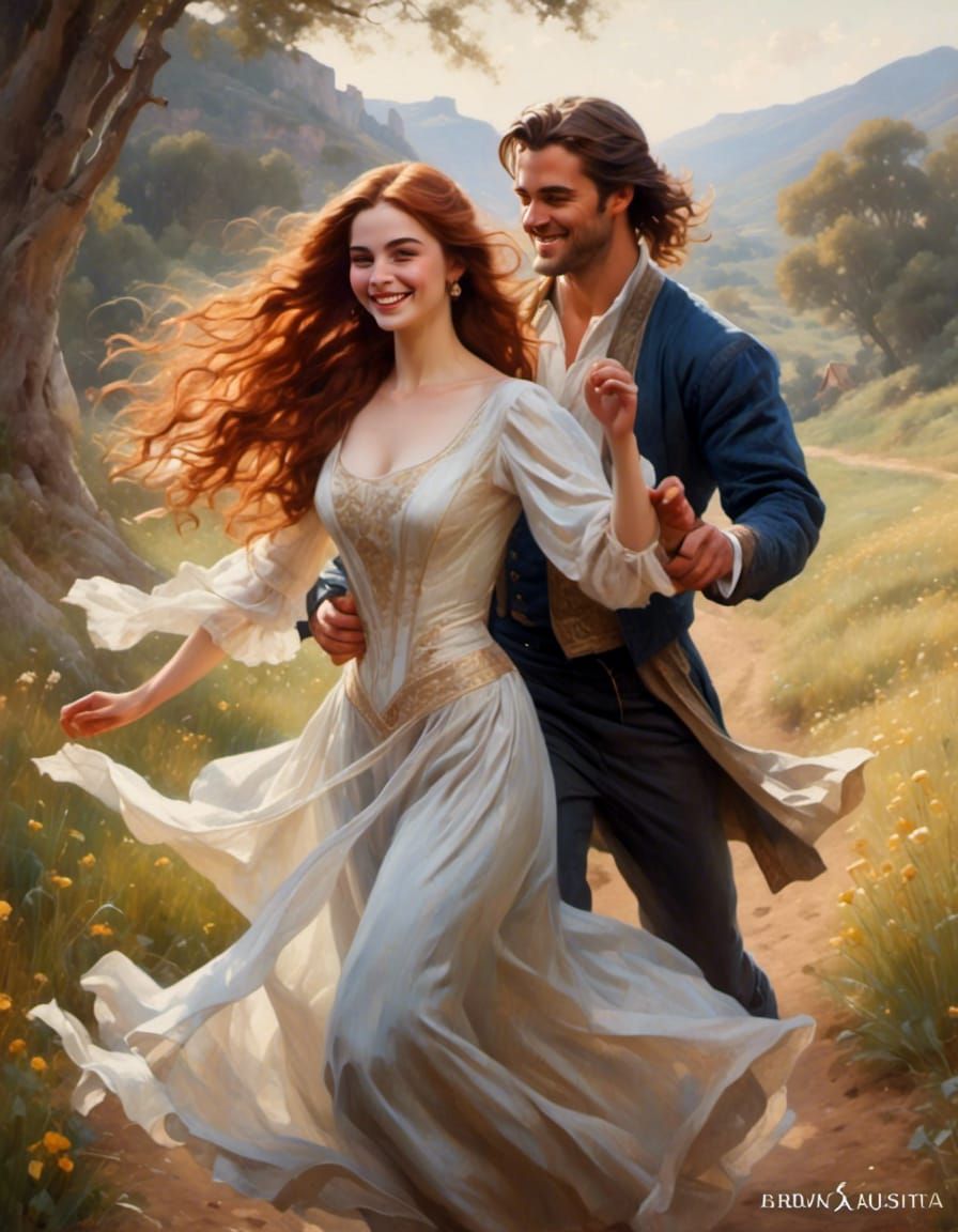 Joyful Dance: Woman and Man in Mystical Portrait