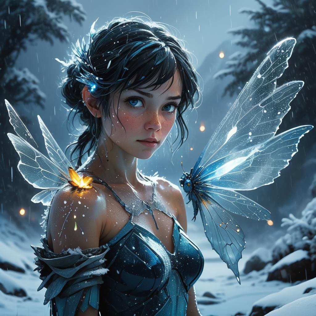 Fairy in Snowstorm Inspired by Matte Painting
