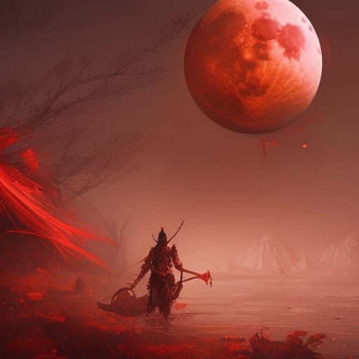 Detailed Blood Moon Fantasy Art in 8K Resolution