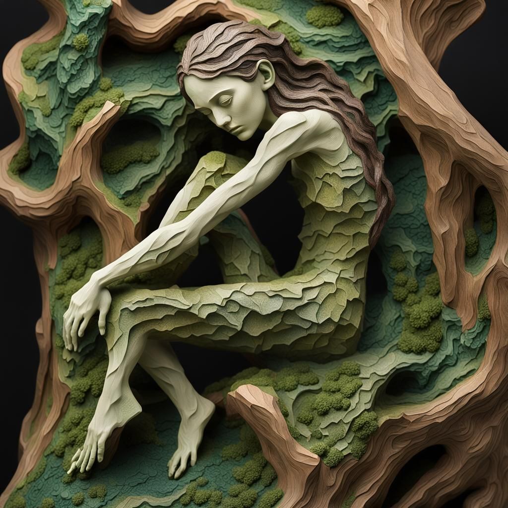Surreal Female Figure Sculpture in Earthy Tones