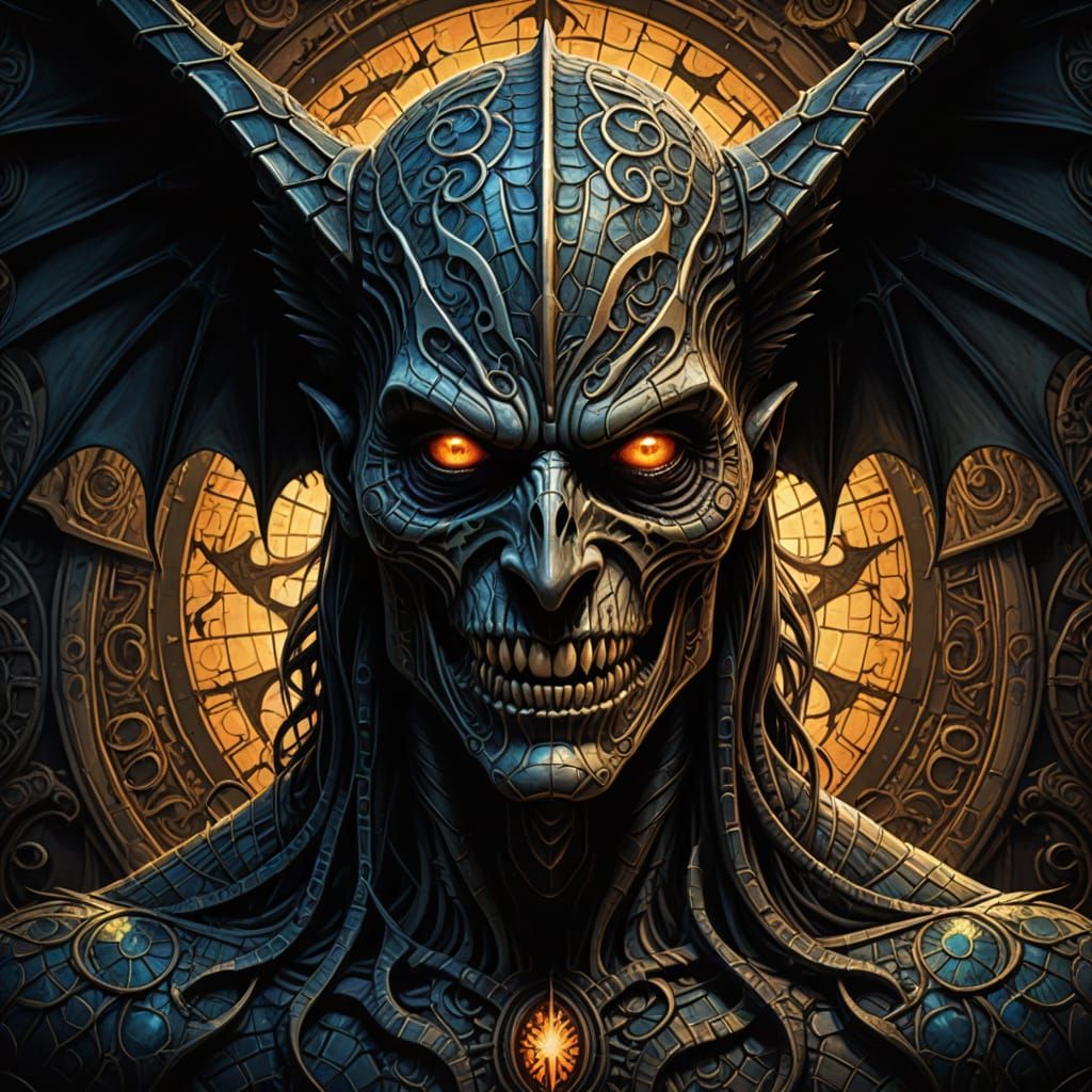 Gothic Mosaic Ghoul Unveiled in Iridescent, Ancient Aestheti...