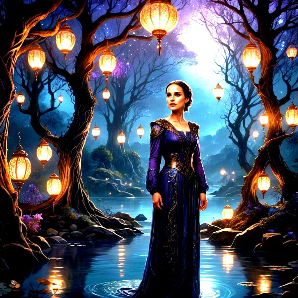 Arwen Undómiel Starlit Portrait in Dark Fantasy Style