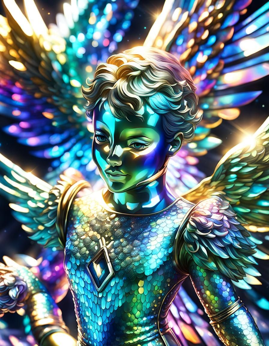 Angelic Cherub with Iridescent Glass Bodysuit