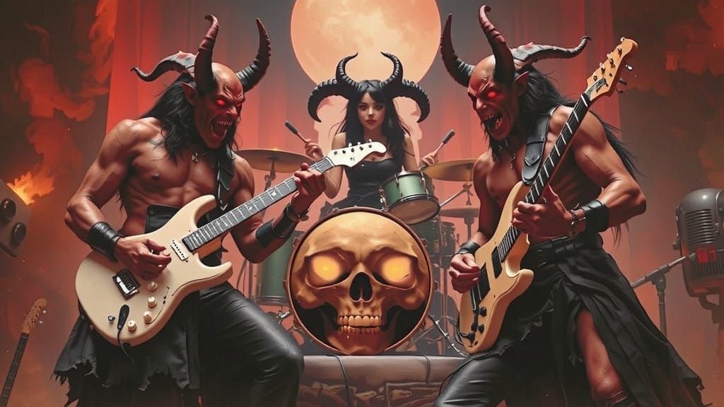Demonic Metal Band Performance on Hellish Stage