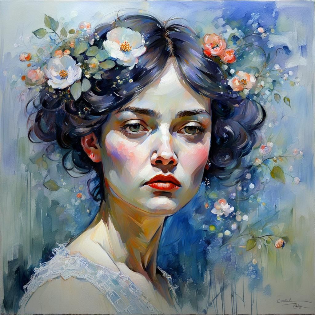 Woman portrait inspired by Charles Dwyer
