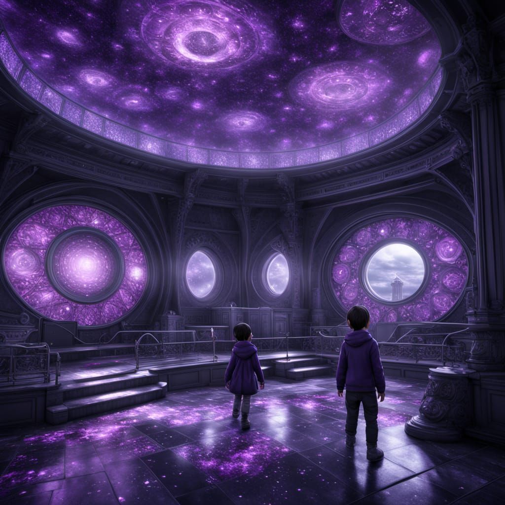 Violet-Eyed Chibi Twins in a Gothic Glitter Wonderland