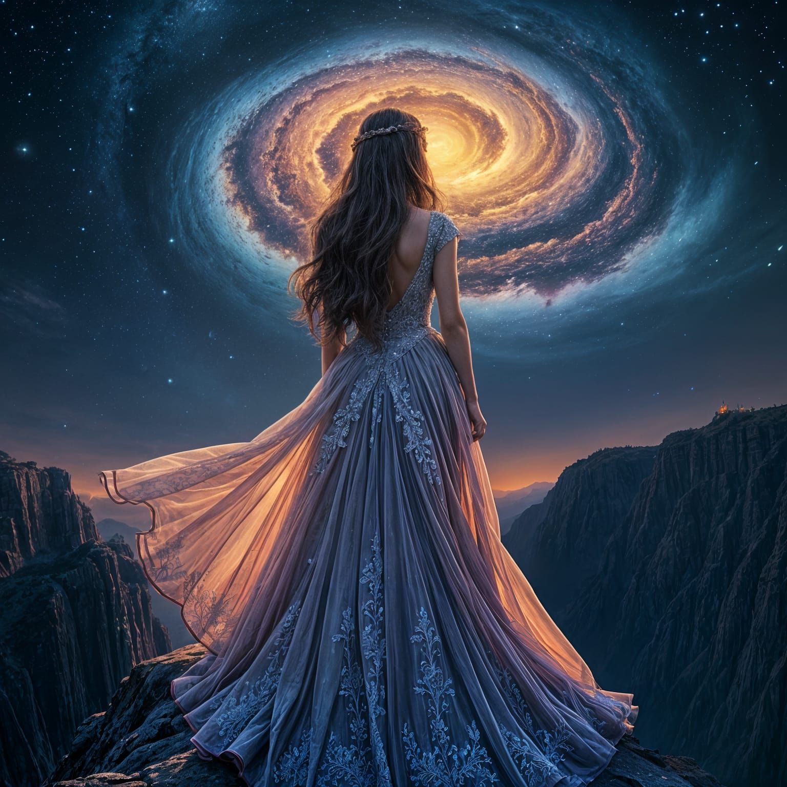 Ethereal Goddess on a Cliff