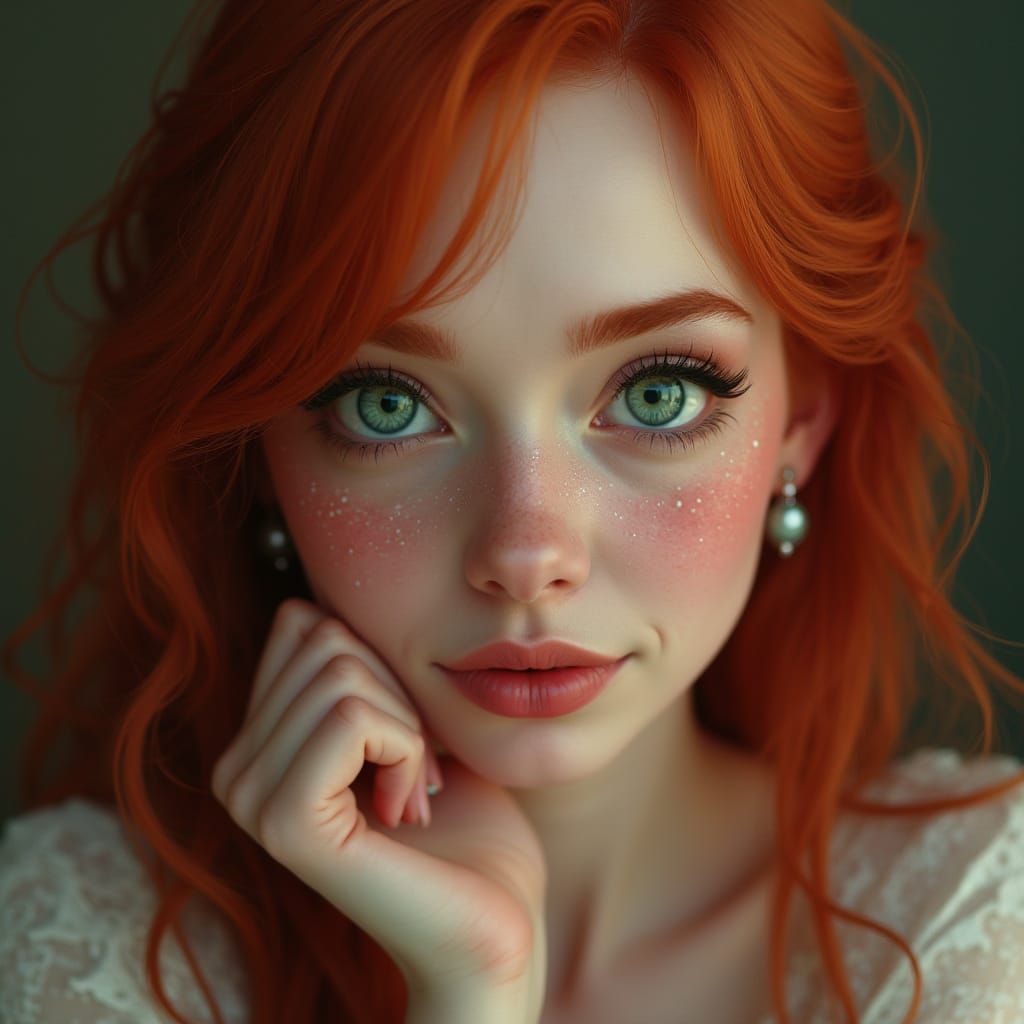 Surreal Portrait of a Redheaded Angelic Demigoddess
