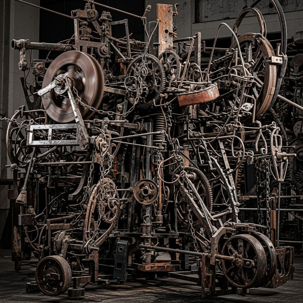 Grimdark Mechanical Sculpture in Gritty Style