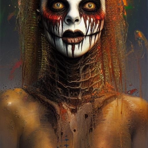 Reptilian Juggalo Mummy Hybrid in Oil Painting Style