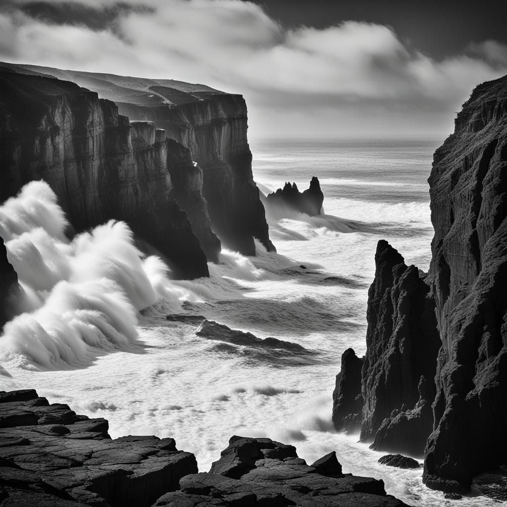Dramatic Black and White Coastal Scene