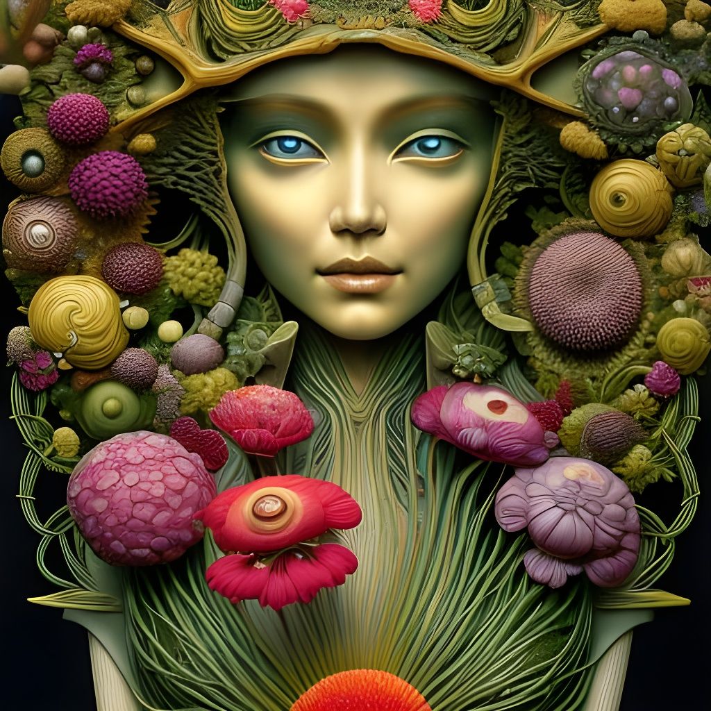 Grotesque Beauty: Girl with Flowers Collage
